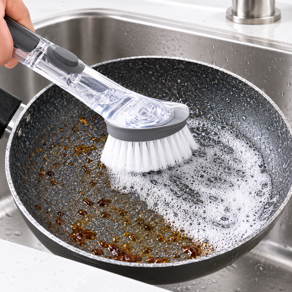 Automatic Dish Cleaning Brush with Soap Dispenser